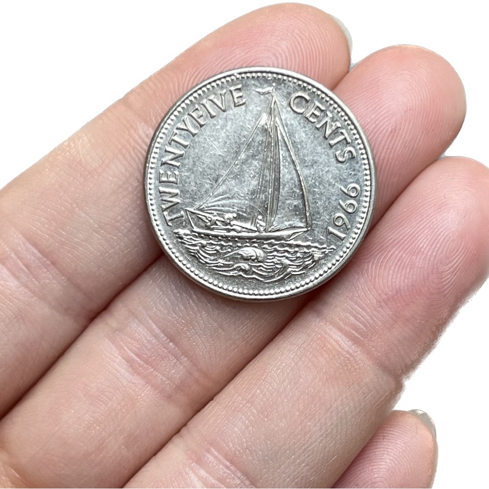 🎈$5 add on - 1966 BAHAMAS Twenty Five Cents - Elizabeth II